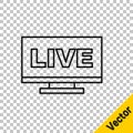 Black line Live streaming online videogame play icon isolated on transparent background. Vector