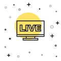 Black line Live streaming online videogame play icon isolated on white background. Random dynamic shapes. Vector