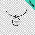 Black line Locket on necklace icon isolated on transparent background. Vector