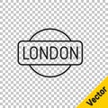 Black line London sign icon isolated on transparent background. Vector Royalty Free Stock Photo