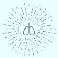 Black line Lungs icon isolated on grey background. Abstract circle random dots. Vector.