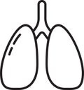 Black line Lungs icon isolated on white background. Vector.