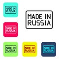 Black line Made in Russia icon isolated on white background. Set icons in color square buttons. Vector Royalty Free Stock Photo