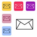 Black line Mail and e-mail icon isolated on white background. Envelope symbol e-mail. Email message sign. Set icons in Royalty Free Stock Photo
