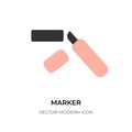 Black line marker icon highlighter pen logo vector Royalty Free Stock Photo