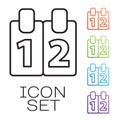 Black line Mathematics function cosine icon isolated on white background. Set icons colorful. Vector