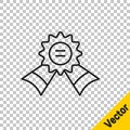 Black line Medal icon isolated on transparent background. Winner symbol. Vector