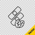 Black line Medical nicotine patches icon isolated on transparent background. Anti-tobacco medical plaster. Vector