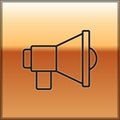 Black line Megaphone icon isolated on gold background. Speaker sign. Vector Royalty Free Stock Photo