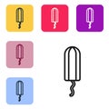 Black line Menstruation and sanitary tampon icon isolated on white background. Feminine hygiene product. Set icons in Royalty Free Stock Photo