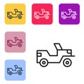 Black line Military jeep icon isolated on white background. Set icons in color square buttons. Vector Royalty Free Stock Photo