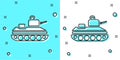 Black line Military tank icon isolated on green and white background. Random dynamic shapes. Vector Royalty Free Stock Photo