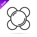 Black line Molecule icon isolated on white background. Structure of molecules in chemistry, science teachers innovative Royalty Free Stock Photo
