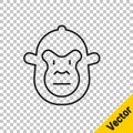 Black line Monkey icon isolated on transparent background. Animal symbol. Vector