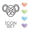 Black line Monkey icon isolated on white background. Animal symbol. Set icons colorful. Vector Royalty Free Stock Photo