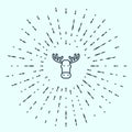 Black line Moose head with horns icon isolated on grey background. Abstract circle random dots. Vector Royalty Free Stock Photo