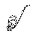 The black line motor cultivator icon. Garden icons. Logo Lineart