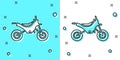 Black line Mountain bike icon isolated on green and white background. Random dynamic shapes. Vector Royalty Free Stock Photo