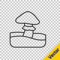 Black line Mushroom icon isolated on transparent background. Vector