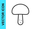 Black line Mushroom icon isolated on white background. Vector