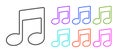 Black line Music note, tone icon isolated on white background. Set icons colorful. Vector Illustration Royalty Free Stock Photo