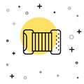 Black line Musical instrument accordion icon isolated on white background. Classical bayan, harmonic. Random dynamic Royalty Free Stock Photo