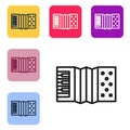 Black line Musical instrument accordion icon isolated on white background. Classical bayan, harmonic. Set icons in color Royalty Free Stock Photo