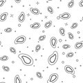 Black line Mussel icon isolated seamless pattern on white background. Fresh delicious seafood. Vector. Royalty Free Stock Photo