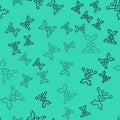 Black line Neural network icon isolated seamless pattern on green background. Artificial intelligence AI. Vector Royalty Free Stock Photo