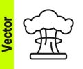 Black line Nuclear explosion icon isolated on white background. Atomic bomb. Symbol of nuclear war, end of world. Vector