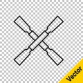 Black line Oars or paddles boat icon isolated on transparent background. Vector