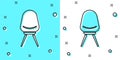 Black line Office chair icon isolated on green and white background. Random dynamic shapes. Vector Illustration Royalty Free Stock Photo