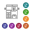 Black line Office multifunction printer copy machine icon isolated on white background. Set icons in color circle Royalty Free Stock Photo