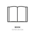 Black line open book icon library logo sign vector