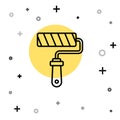 Black line Paint roller brush icon isolated on white background. Random dynamic shapes. Vector Royalty Free Stock Photo