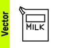 Black line Paper package for milk icon isolated on white background. Milk packet sign. Vector Illustration Royalty Free Stock Photo