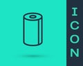 Black line Paper towel roll icon isolated on green background. Vector Illustration Royalty Free Stock Photo