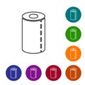 Black line Paper towel roll icon isolated on white background. Set icons in color circle buttons. Vector Royalty Free Stock Photo