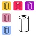 Black line Paper towel roll icon isolated on white background. Set icons in color square buttons. Vector Royalty Free Stock Photo