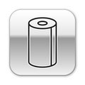 Black line Paper towel roll icon isolated on white background. Silver square button. Vector Illustration Royalty Free Stock Photo