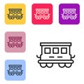 Black line Passenger train cars toy icon isolated on white background. Railway carriage. Set icons in color square Royalty Free Stock Photo