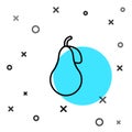Black line Pear icon isolated on white background. Fruit with leaf symbol. Random dynamic shapes. Vector