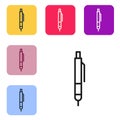 Black line Pen icon isolated on white background. Set icons in color square buttons. Vector Illustration Royalty Free Stock Photo