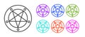 Black line Pentagram in a circle icon isolated on white background. Magic occult star symbol. Set icons colorful. Vector Royalty Free Stock Photo