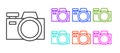 Black line Photo camera icon isolated on white background. Foto camera icon. Set icons colorful. Vector Royalty Free Stock Photo