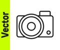Black line Photo camera icon isolated on white background. Foto camera icon. Vector Illustration Royalty Free Stock Photo