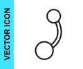 Black line Piercing icon isolated on white background. Vector Royalty Free Stock Photo
