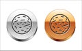 Black line Planet Mars icon isolated on white background. Silver-gold circle button. Vector Illustration Royalty Free Stock Photo