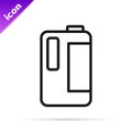 Black line Plastic bottle with handle for milk icon isolated on white background. Gallon of milk. Vector Royalty Free Stock Photo