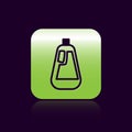 Black line Plastic bottle for liquid laundry detergent, bleach, dishwashing liquid icon isolated on black background Royalty Free Stock Photo